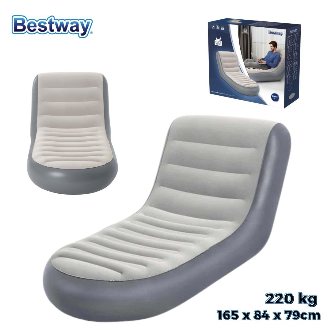 xr:d:DAFVfzqZSaU:701,j:2996517788,t:23020212 Bestway Chaise Longue Confortable Soft Top Portable 75064 - الصورة 1