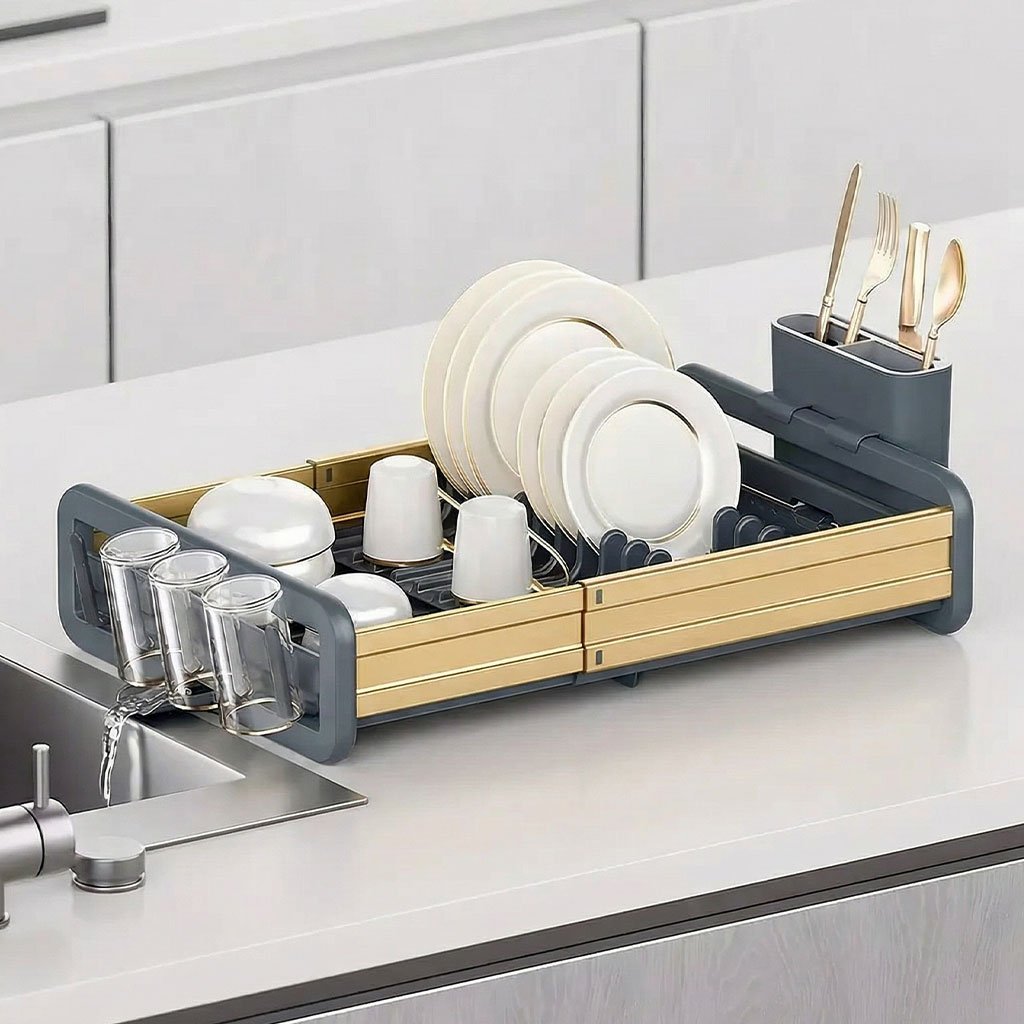 62118-cnc.jpg Egouttoir à Vaisselle Extensible en Aluminium Durable 62118 – مجفف أواني في المطبخ - الصورة 1