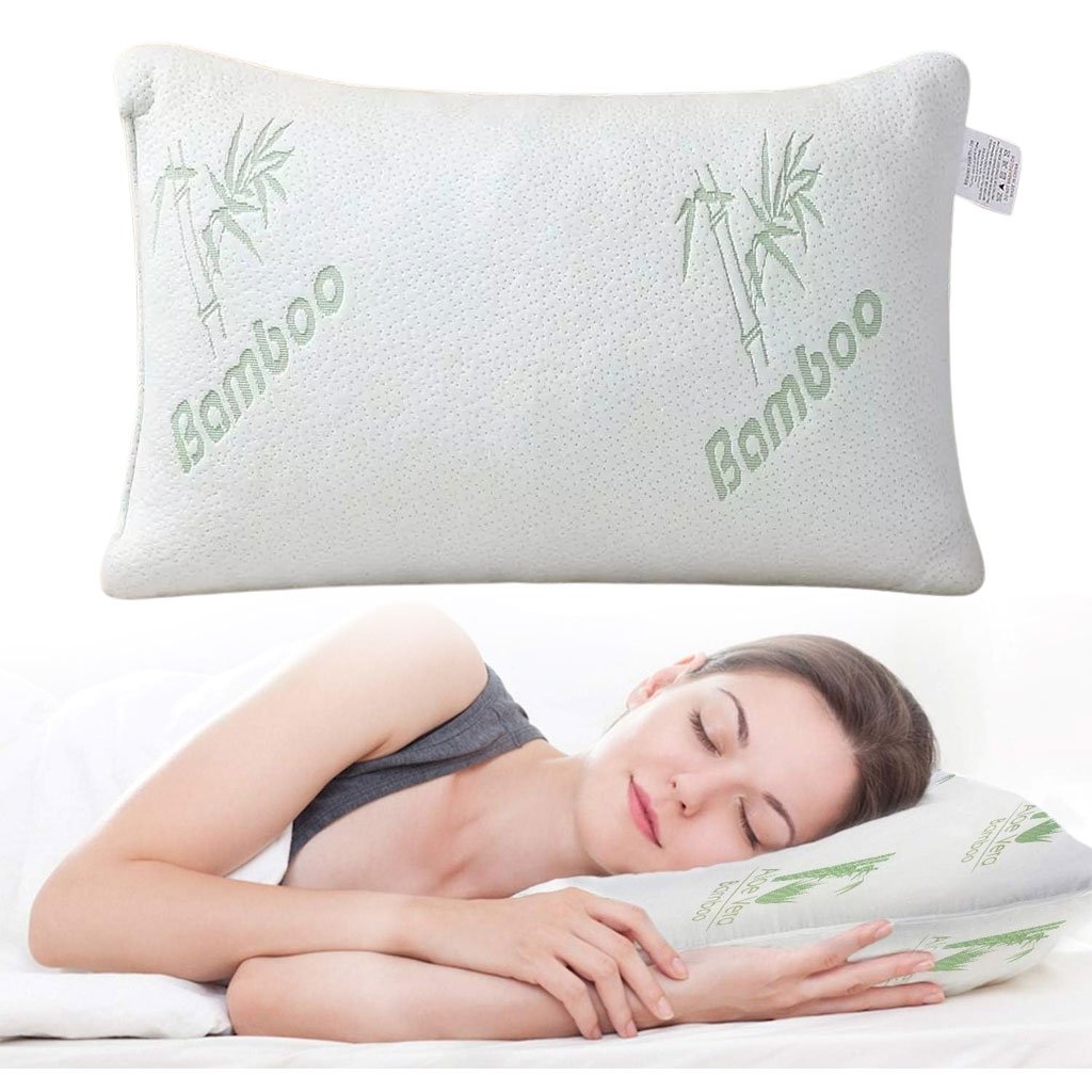 Aloe-vera-pillow-cnc-1.jpg Oreiller hypoallergénique en mousse à mémoire de forme et à l'aloe vera de bambou pour un confort rafraîchissant - الصورة 1