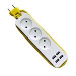 ⁦AVEL Multiprise 3 Sockets avec 4 ports USB Cordon 1,8 m Enroulable – مقبس طاقة مع منافذ شحن⁩ - الصورة ⁦7⁩