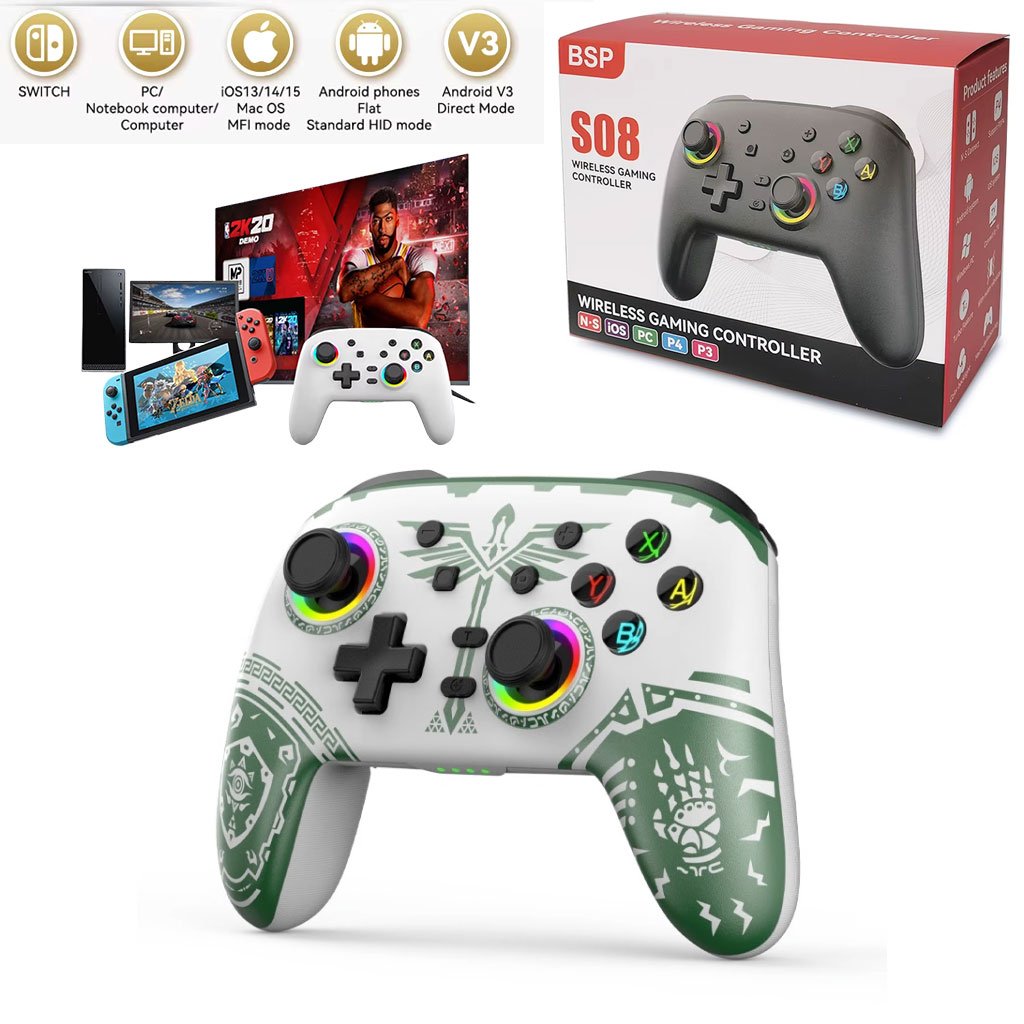 BSP-S08-cnc-1.jpg Manette de jeu sans fil pour Multi-plateformes PC/Nintendo/IOS/Android S08 - الصورة 1