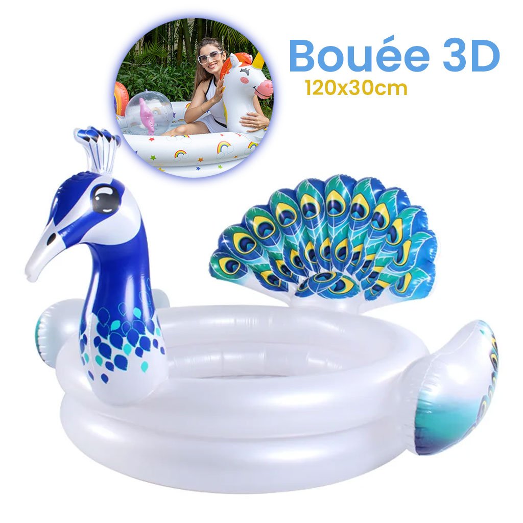 Bouee-OIS-cnc-1.jpg Bouée de piscine Design Paon 3D pour Enfants – حوض سباحة على شكل طائر - الصورة 1