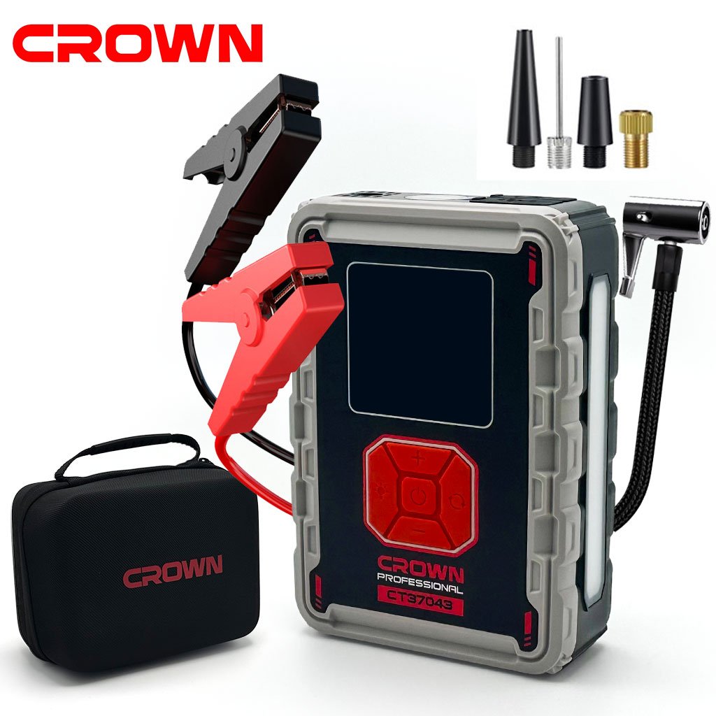 CT37043-cnc.jpg Compresseur De Voiture Avec Booster Batterie 24000mAh CROWN CT37043TB - الصورة 1