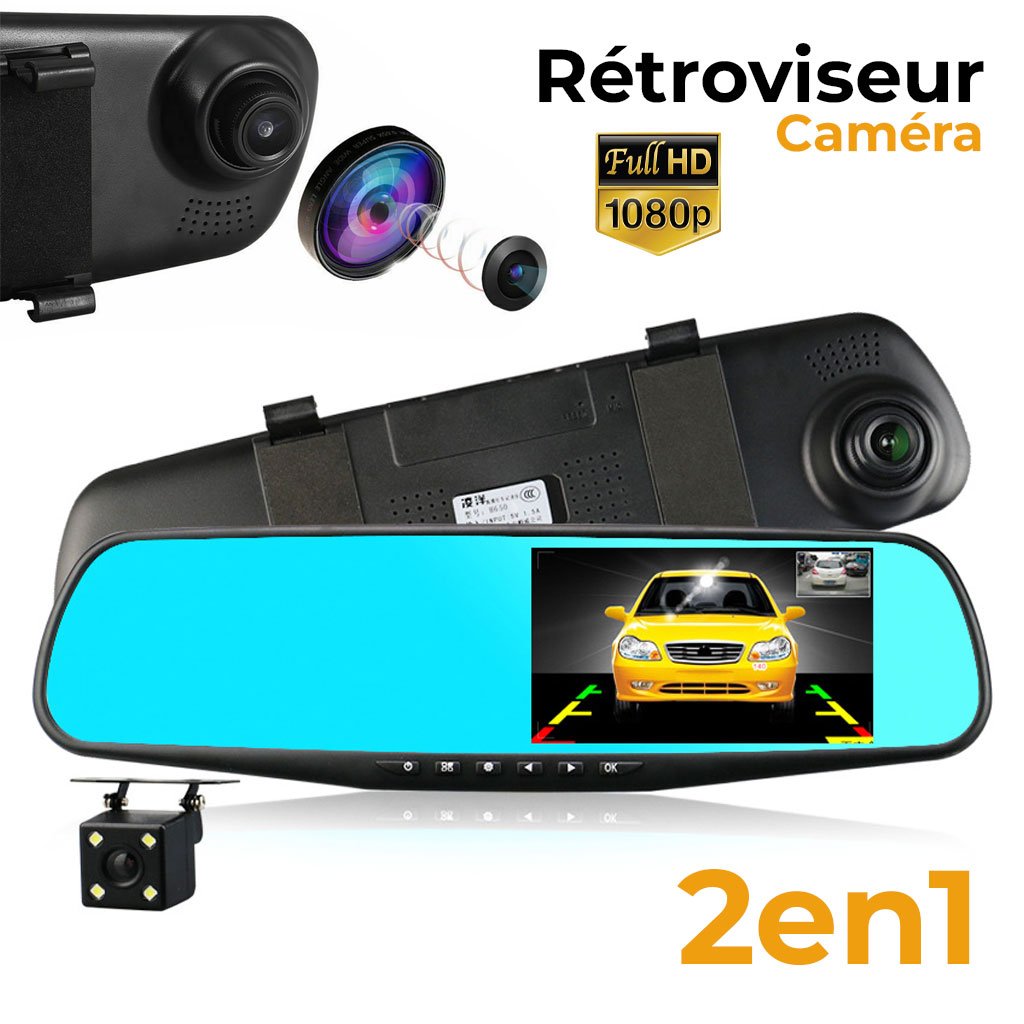 Camera-retro-cnc-1-2.jpg Rétroviseur et Caméra de voiture avant arrière FHD 1080P 4.3P - الصورة 1