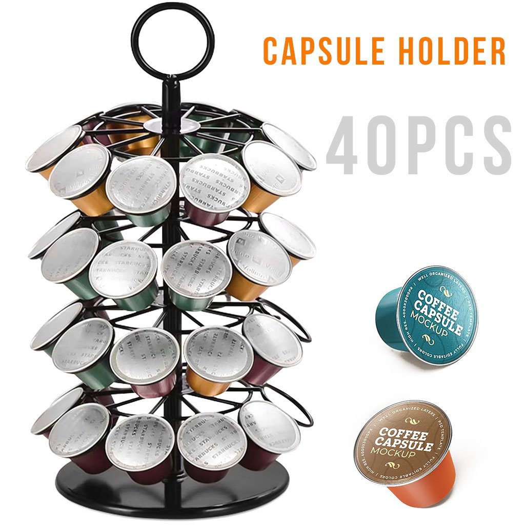 Capsule-40pcs-CNC.jpg Support Présentoir de Capsules 40 PCS Rotatif 360 Degrés – حامل كبسولات القهوة - الصورة 1