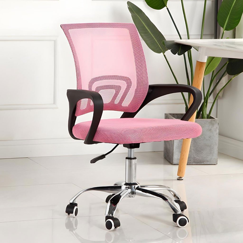 Chaise-bureaux-v3-10-1.jpg Chaise de Bureau Ergonomique avec Support Lombaire Rose – كرسي مكتب مريح مع دعامة للظهر - الصورة 1