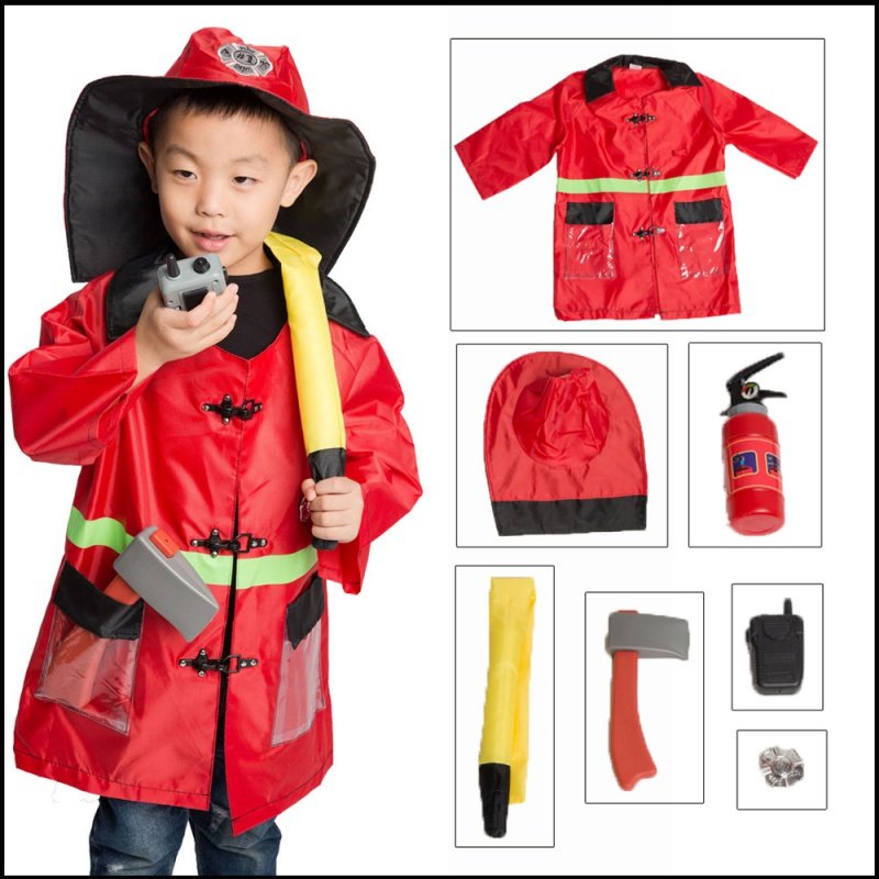 Costume-d-Astronsommole-pour-Enfant-M-decin-Infirmi-re-Pompier-Jeu-Kit-de-Jeu-Ensemble-pour.jpg Kit de Costume Cosplay de Pompier pour Enfants - الصورة 1