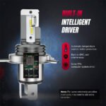 ⁦Ampoules de phares à LED H4 avec ventilateur de refroidissement 6500K Blanc – إضاءة أمامية بيضاء ساطعة للسيارات⁩ - الصورة ⁦3⁩