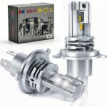 Ampoules de phares à LED H4 avec ventilateur de refroidissement 6500K Blanc – إضاءة أمامية بيضاء ساطعة للسيارات