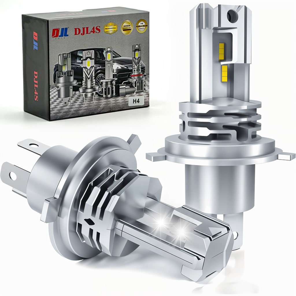 DJL-4S-CNC-1-2.jpg Ampoules de phares à LED H4 avec ventilateur de refroidissement 6500K Blanc – إضاءة أمامية بيضاء ساطعة للسيارات - الصورة 1