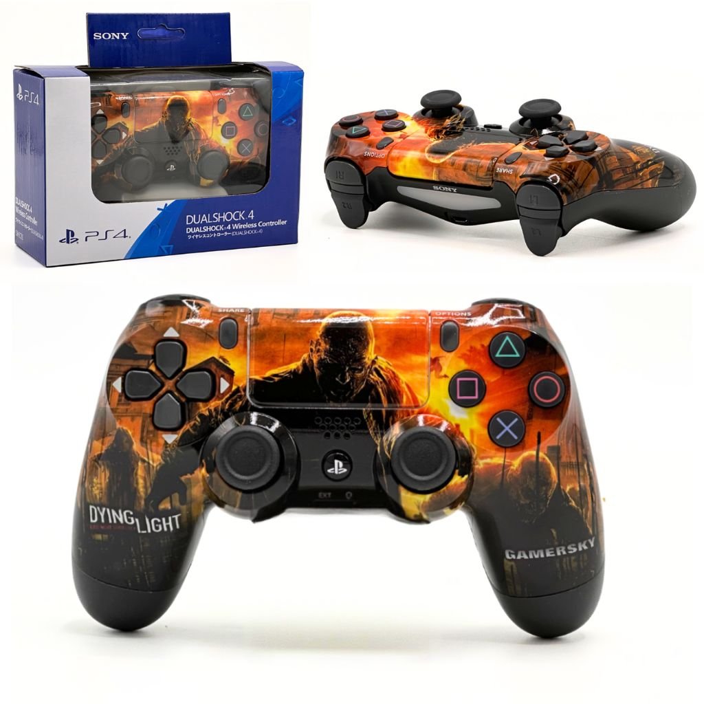 DyinglightDUALSHOCK-CNC-1-2.jpg SONY DualShock Manette PS4 Sans Fil, Batterie Rechargeable (High Copy) – Edition Dying Light - الصورة 1
