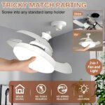 ⁦Ventilateur de plafond rétractable avec lumière réglable et télécommande⁩ - الصورة ⁦5⁩