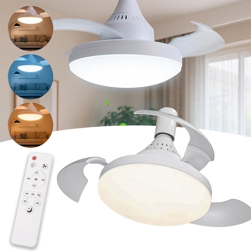 E27-FAN-LIGHT-CNC-2.jpg Ventilateur de plafond rétractable avec lumière réglable et télécommande - الصورة 1