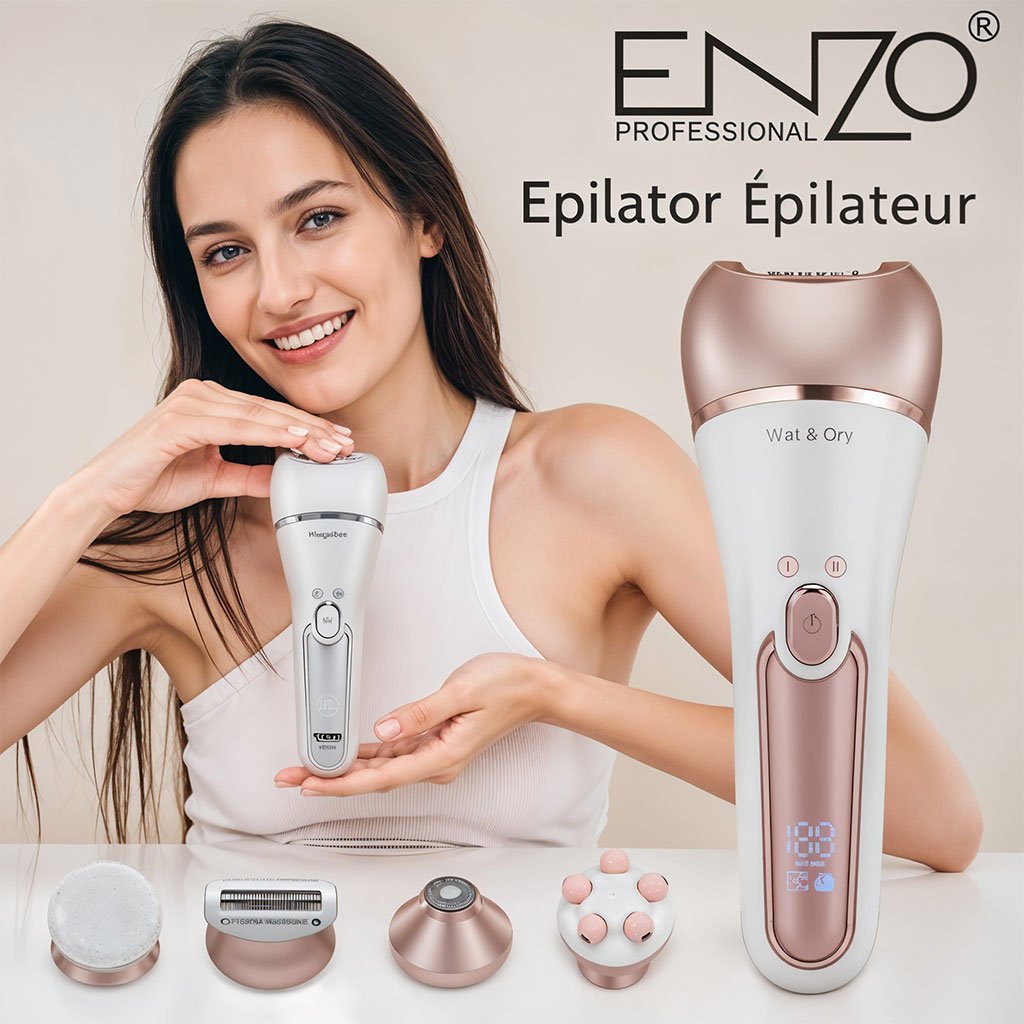 ENZO-5842-CNC-2.jpg Épilateur sans fil Enzo Wet & Dry avec 10 accessoires – مزيل شعر للنساء - الصورة 1