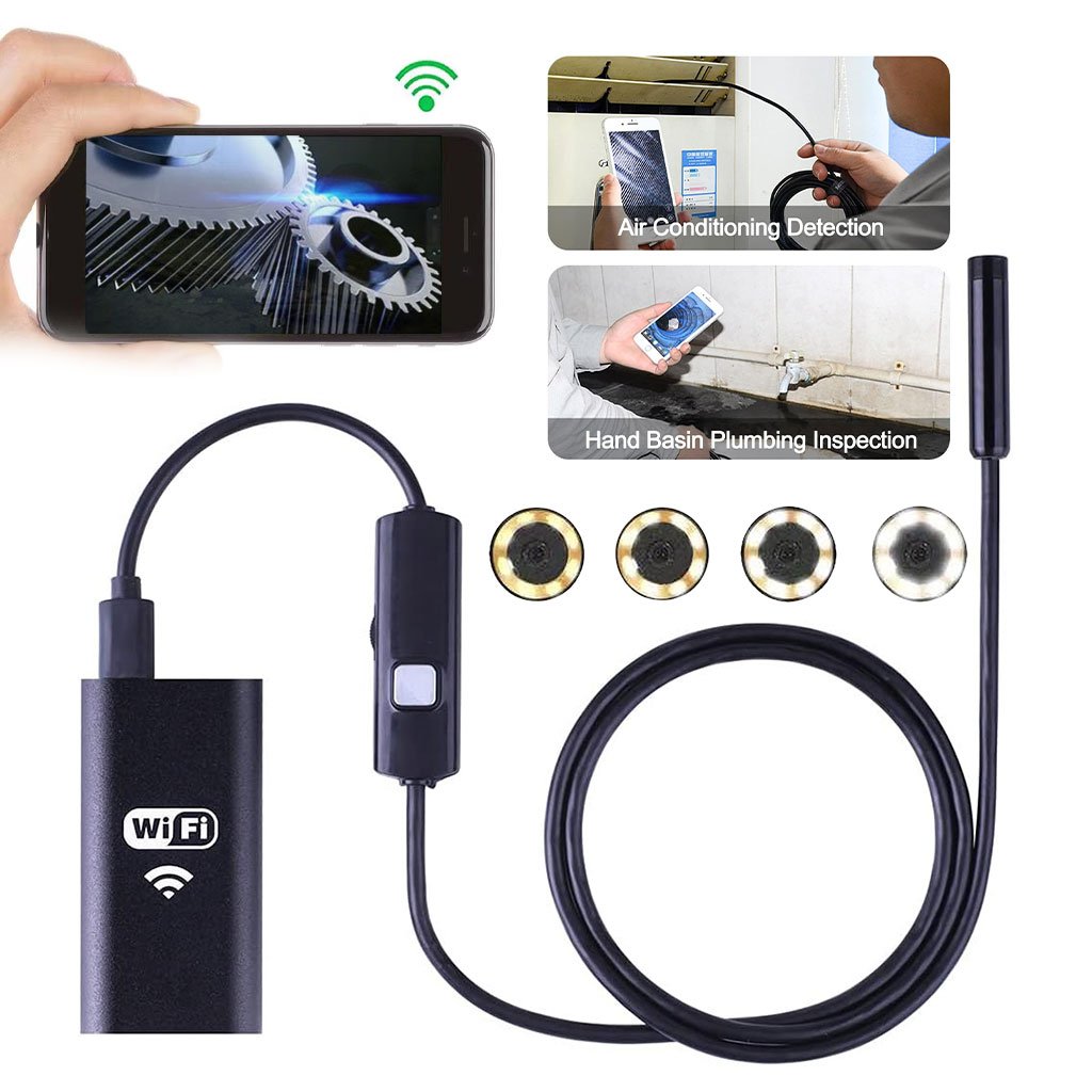 Endoscope-Wifi-cnc-1.jpg Endoscope WiFi Caméra d’inspection sans Fil 8 mm 6 LED réglables pour Smartphone – كاميرة للمناطق الضيقة - الصورة 1