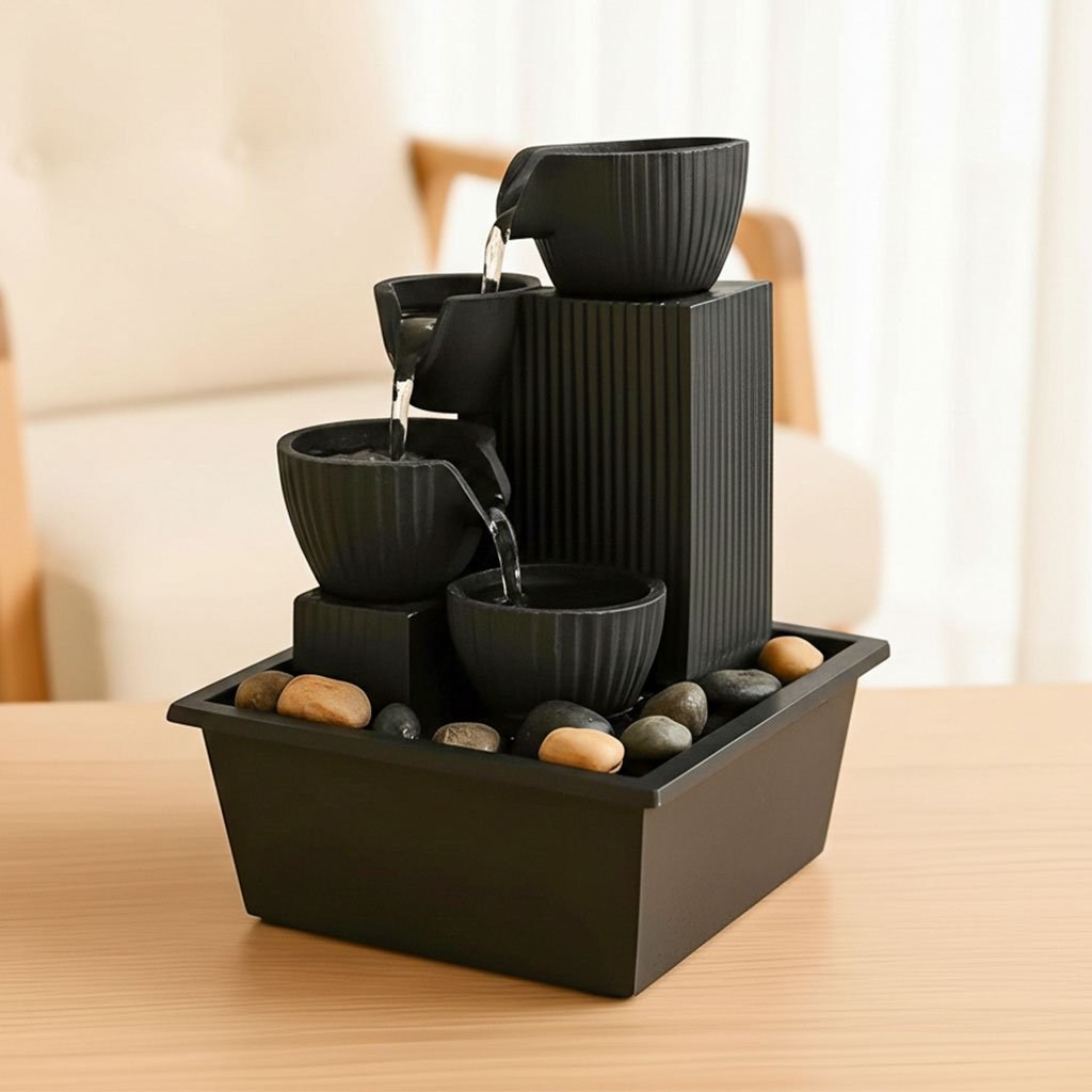 Fontaine-LED-V5-cnc-1-2.jpg Fontaine à eau cascade avec éclairage LED pour décoration intérieure et ambiance V5 - الصورة 1