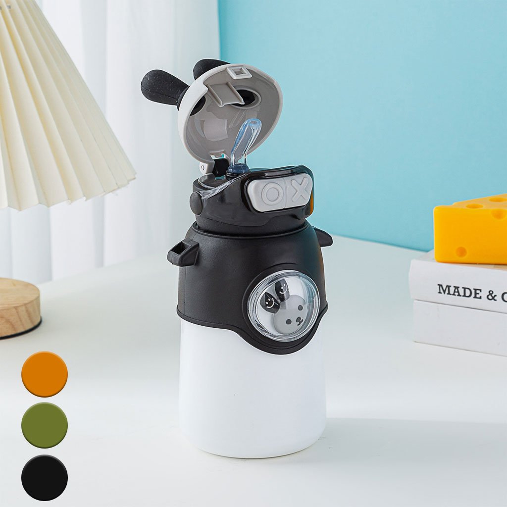 Gourde-New-cnc-2.jpg Bouteille Thermos en Acier Inoxydable 500 ml avec Paille, Motif Lapin pour Enfants - الصورة 1