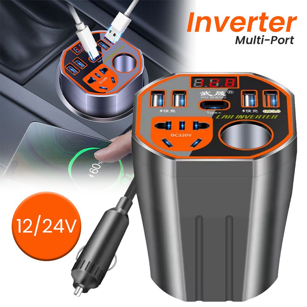 Inveter-New-cnc.jpg Convertisseur de Puissance pour Voiture 12V/24V vers DC220V Charge Rapide – محول التيار الكهربائي في السيارة - الصورة 1