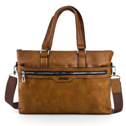 Cartable Homme en Simili Cuir Design Élégant Jeep 180551-12 Marron Clair – حقيبة جلدية لون بني فاتح