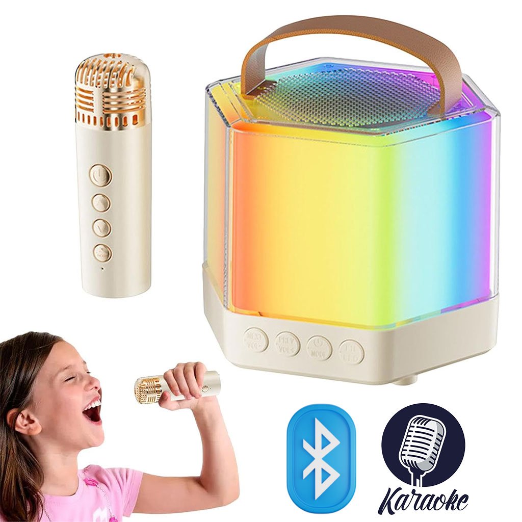 Karaoke-Q7-4.jpg Enceinte Karaoké avec éclairage RVB et microphones sans fil – مكبر صوت كاريوكي - الصورة 1