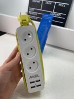 ⁦AVEL Multiprise 3 Sockets avec 4 ports USB Cordon 1,8 m Enroulable – مقبس طاقة مع منافذ شحن⁩ - الصورة ⁦8⁩