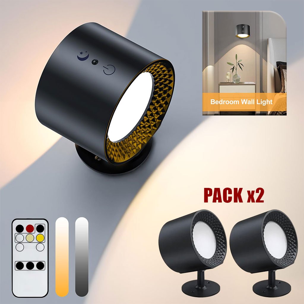 Mag-Wall-Light-cncpack.jpg PACK X2 Applique murale Double Tète avec 3 températures de couleur et 3 niveaux - الصورة 1