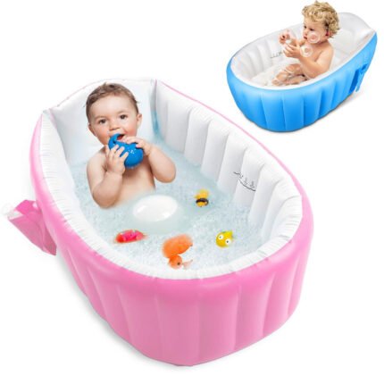 Baignoire gonflable pour bébé antidérapante avec poche latéral – حوض الاستحمام قابل للنفخ للأطفال