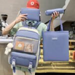 ⁦Ensemble de sacs d’école Kawai pour adolescents 4Pcs CLBD V3 Bleu – محفظة 4 قطع كاواي أزرق⁩ - الصورة ⁦4⁩