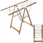 ⁦Sèche linge Aluminium à 4 Roues Design Bois – مجفف ملابس مع عجلات مخفية⁩ - الصورة ⁦5⁩