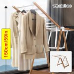 ⁦Sèche linge Aluminium à 4 Roues Design Bois – مجفف ملابس مع عجلات مخفية⁩ - الصورة ⁦2⁩