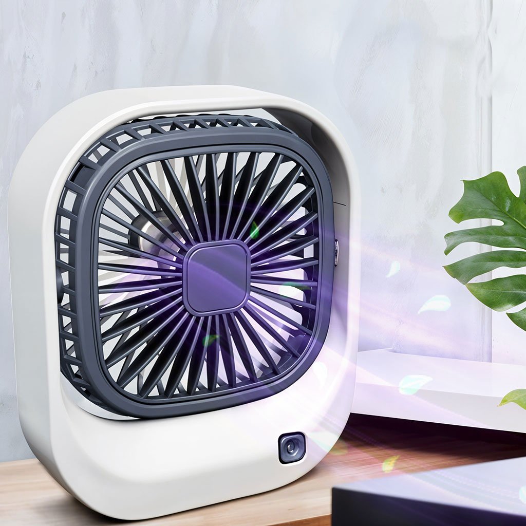 Venti-Carre-1-1.jpg Mini ventilateur carré rechargeable par USB – مروحة مكتب قابلة للشحن - الصورة 1