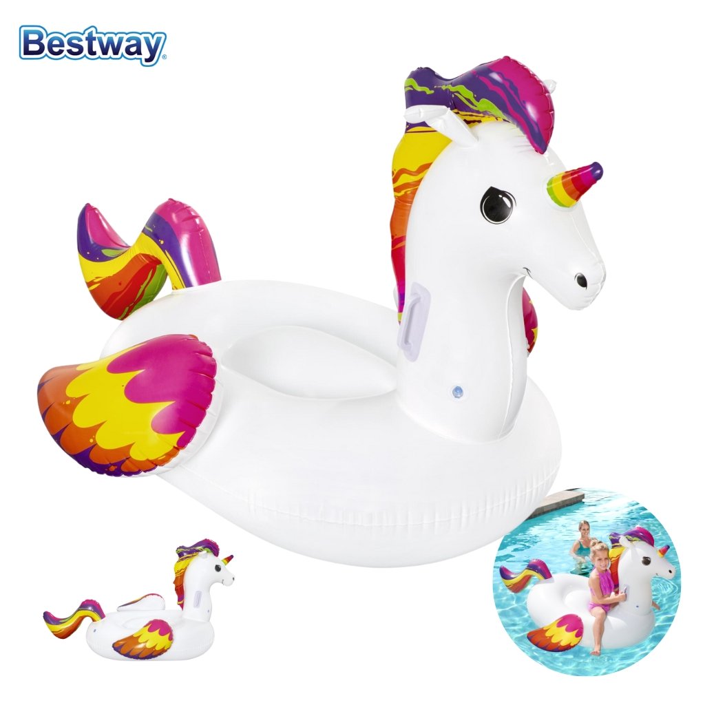 xr:d:DAFj7JQizw4:52,j:7277086259473711338,t:23070113 Bouée Gonflable Motif Licorne Pour Enfants 150 x 117 cm Bestway 41114 - الصورة 1