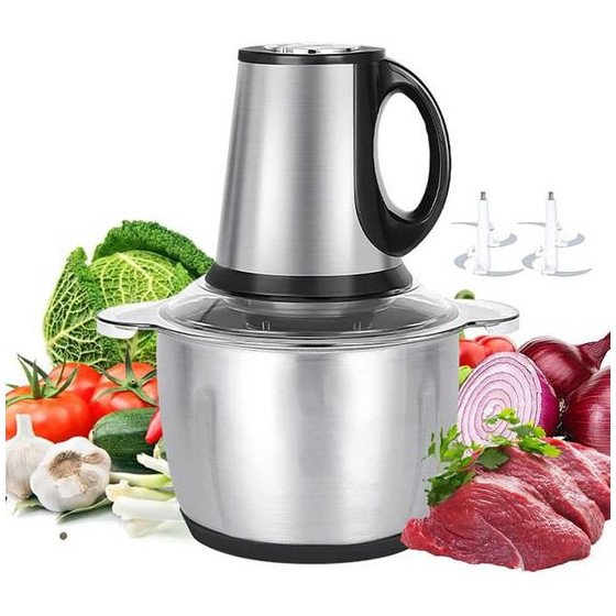 hachoire-3-l-food-processor.jpg Hachoir à viande électrique 2L en acier inoxydable - الصورة 1