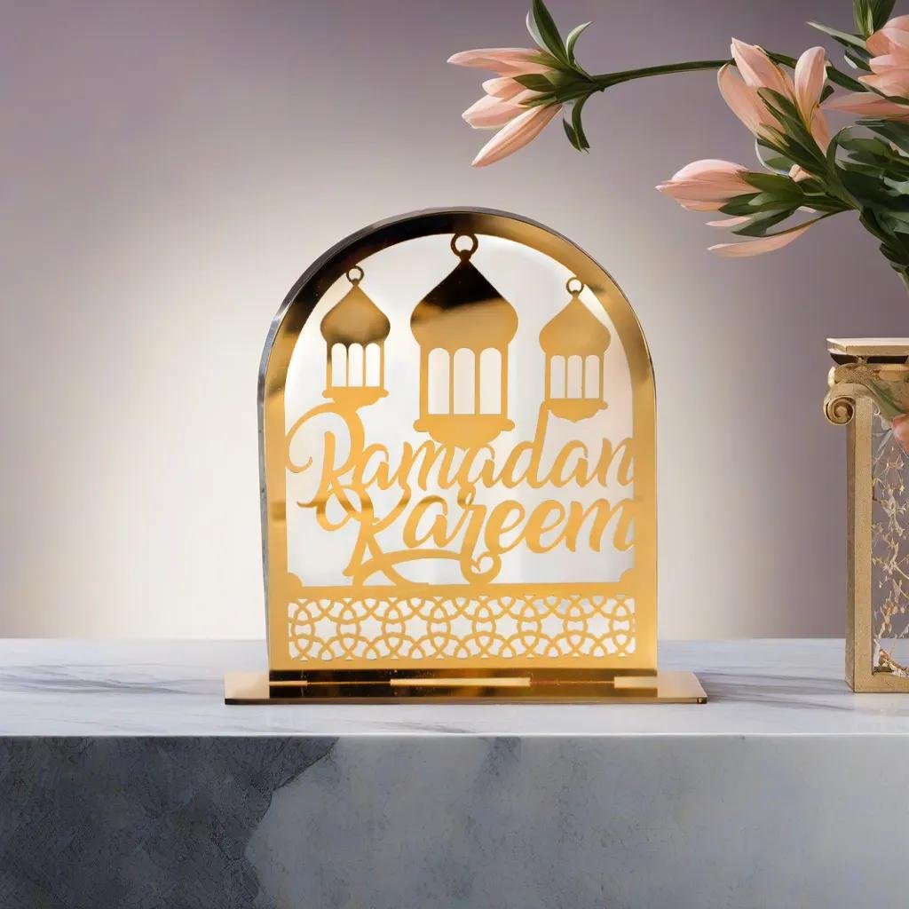 image_S_r.jpeg Ornements en acrylique Ramadan Kareem, lanterne étoile de lune dorée, décorations pour la maison زينة رمضان كريم أكريليك، فانوس نجمة القمر الذهبي - الصورة 1