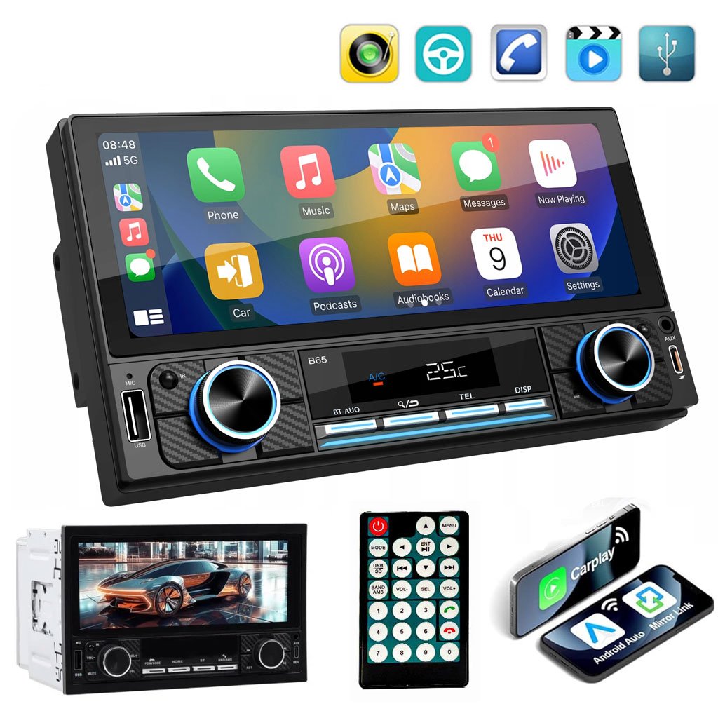 G-998-cnc.jpg Autoradio 2-DIN avec écran tactile, USB-C, Bluetooth, Wi-Fi, CarPlay et Android Auto – جهاز راديو سيارة - الصورة 1