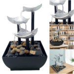 ⁦Fontaine décorative en forme de pétales avec lumières LED et pierres – نافورة مياه بعدة طبقات⁩ - الصورة ⁦5⁩