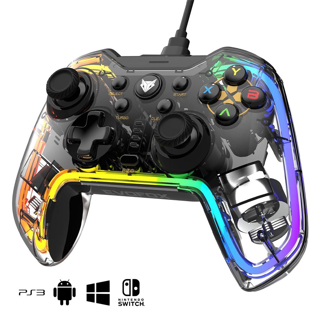 pg-003-cnc.jpg Manette de Jeu Filaire avec Éclairage Néon RGB PG-003 - يد تحكم بأضواء ملونة - الصورة 1